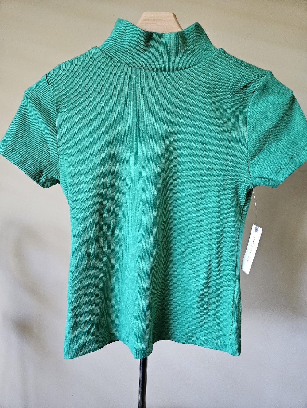 Maeve The Blair Baby Tee Mock Neck Emerald Green- Size XS - NWT